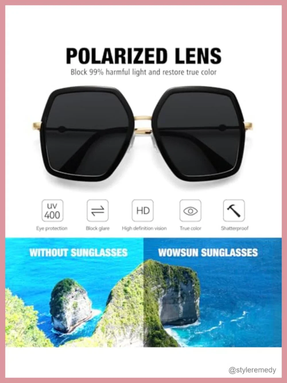 Oversized Hexagon Sunglasses Women UV400 Protection Fashion Shades